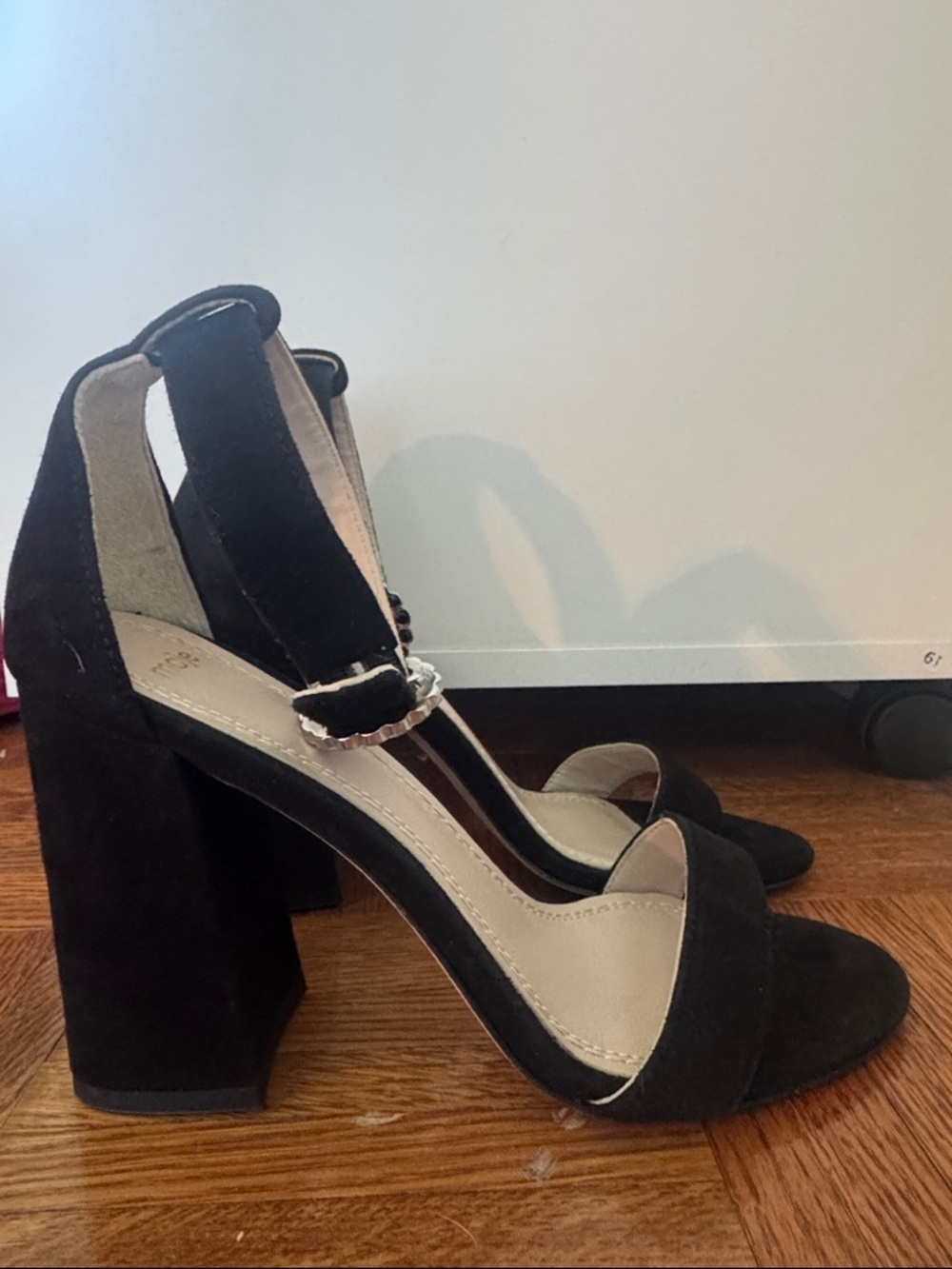 Maje Black Suede Block Heel Sandals